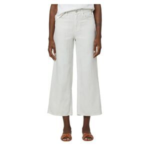 Hudson Jeans Rosie High Rise Wide Leg Crop Pant, Linen Blend, White, Sz 27